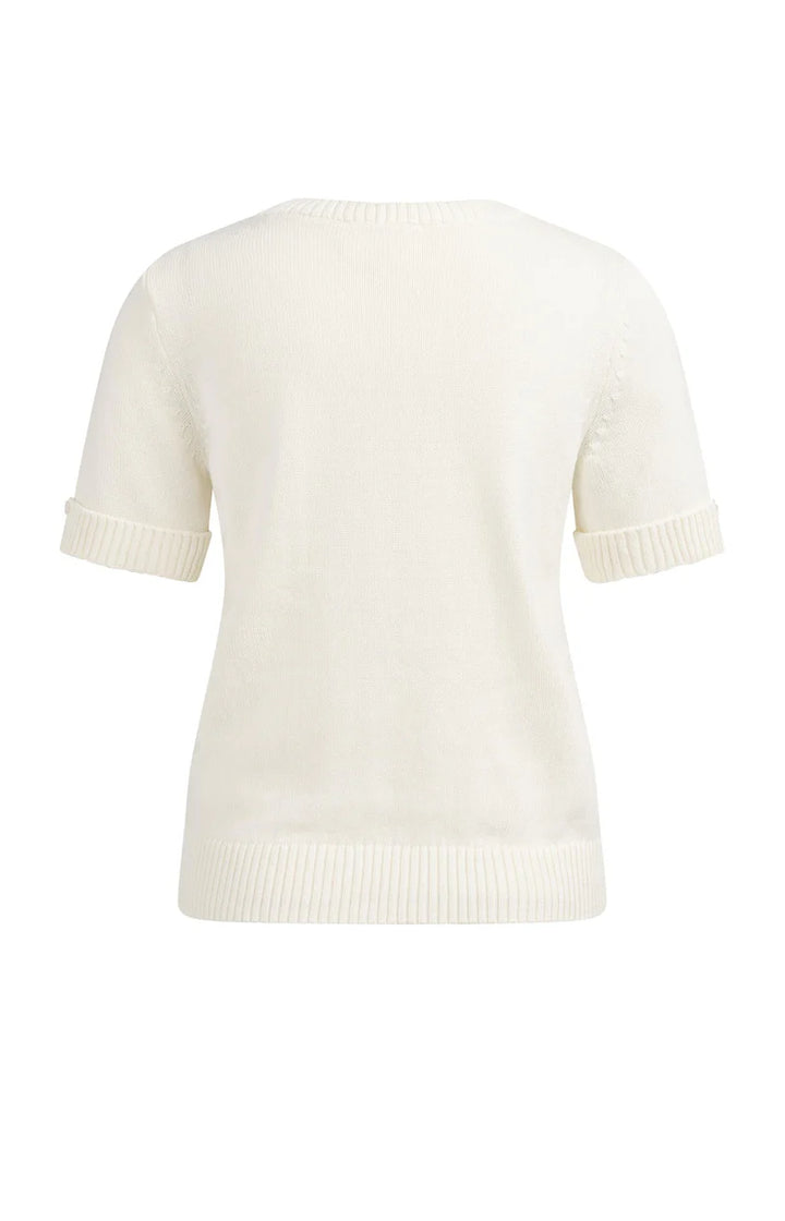 Pull en maille fine avec revers - Mélange naturel de coton et lin