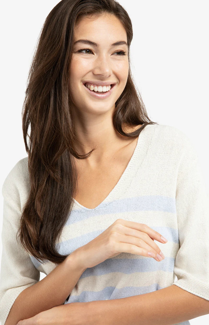 Pull en tricot à rayures - Maille de coton légère 100% naturelle