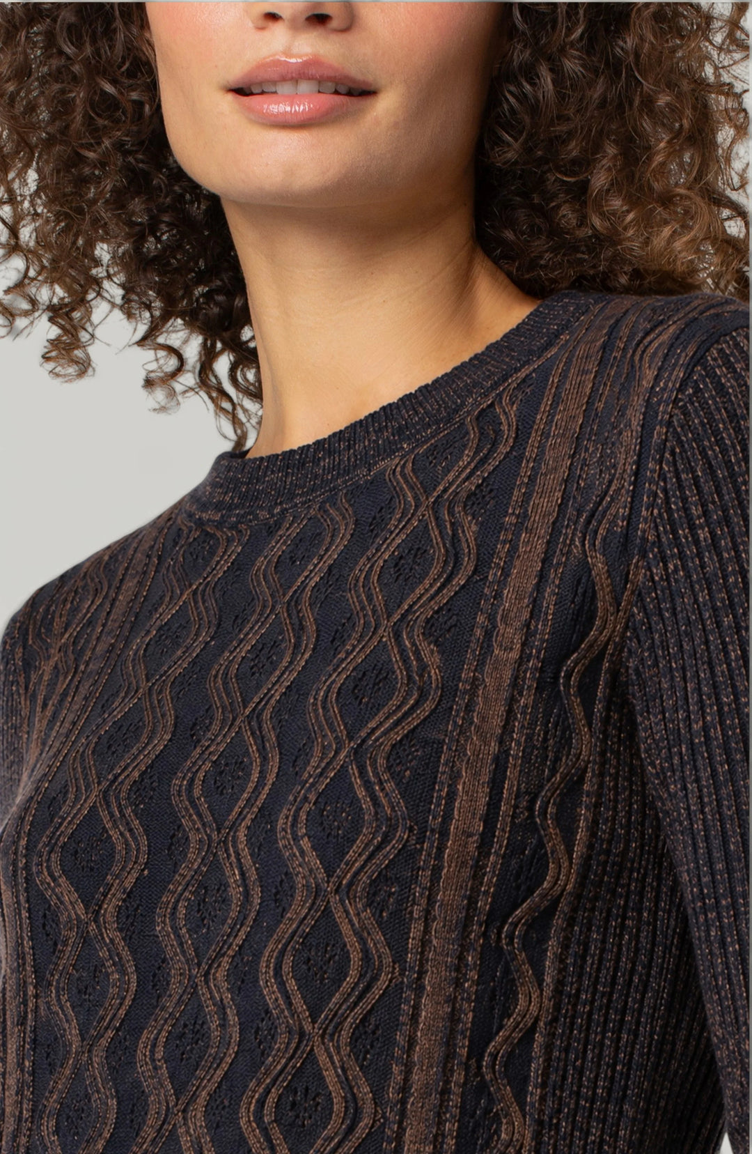 Chandail texturée à motifs - Manches longues et touche de laine