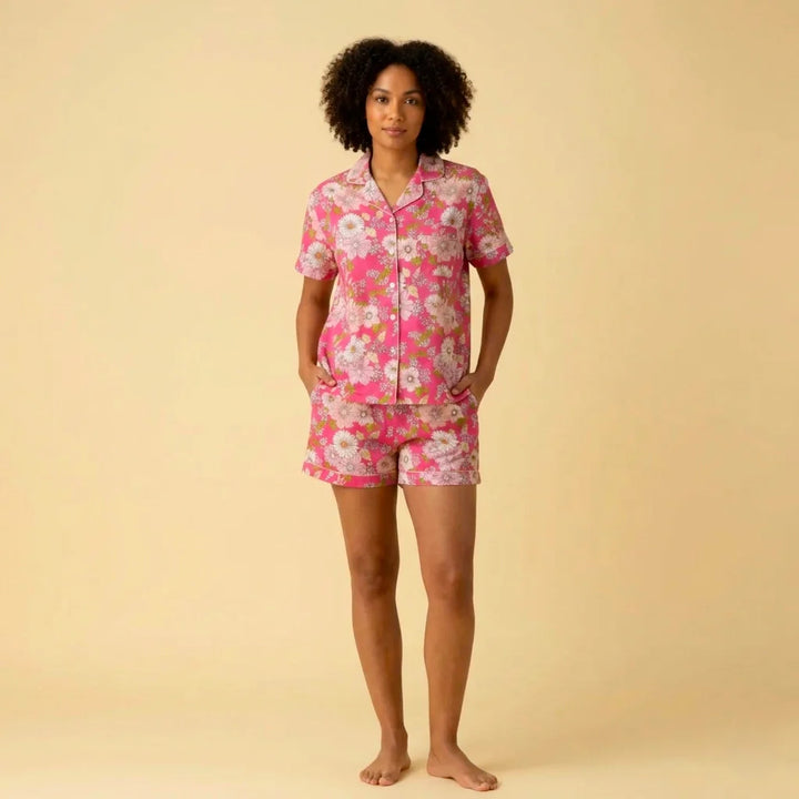 Pyjama court Julie - Ensemble de nuit 100% coton léger à imprimé floral