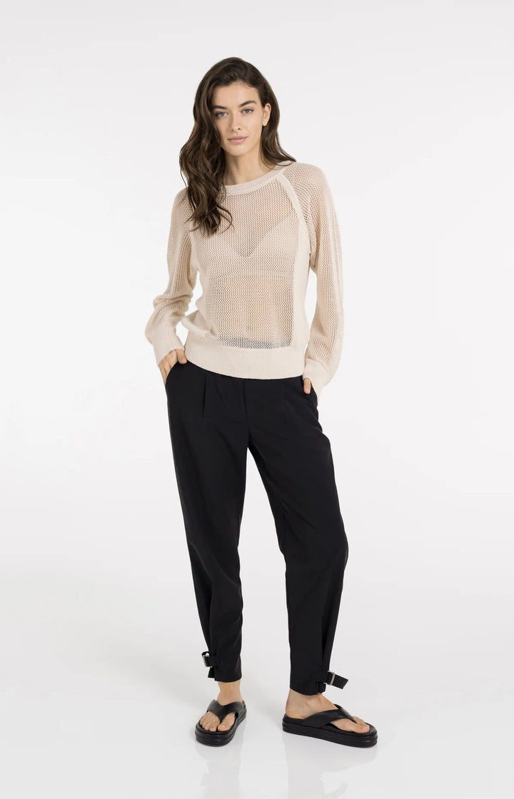 Haut en maille ajourée fine - Avec manches raglan et fini semi-transparent