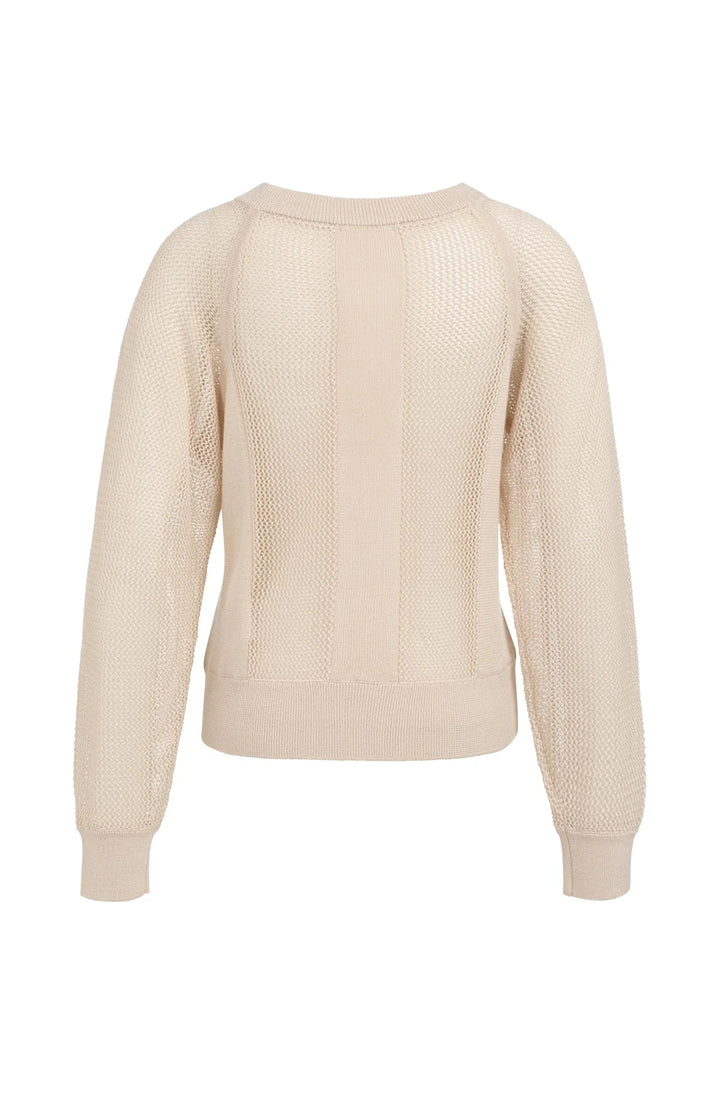 Haut en maille ajourée fine - Avec manches raglan et fini semi-transparent