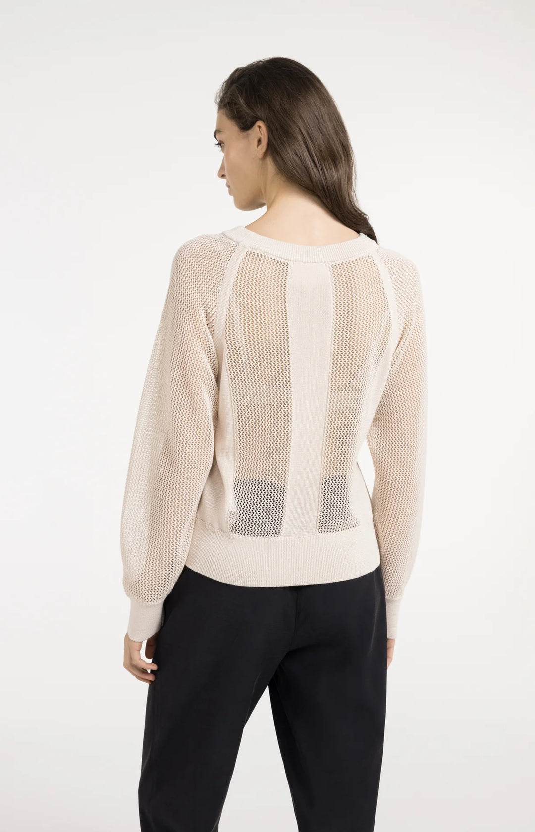 Haut en maille ajourée fine - Avec manches raglan et fini semi-transparent
