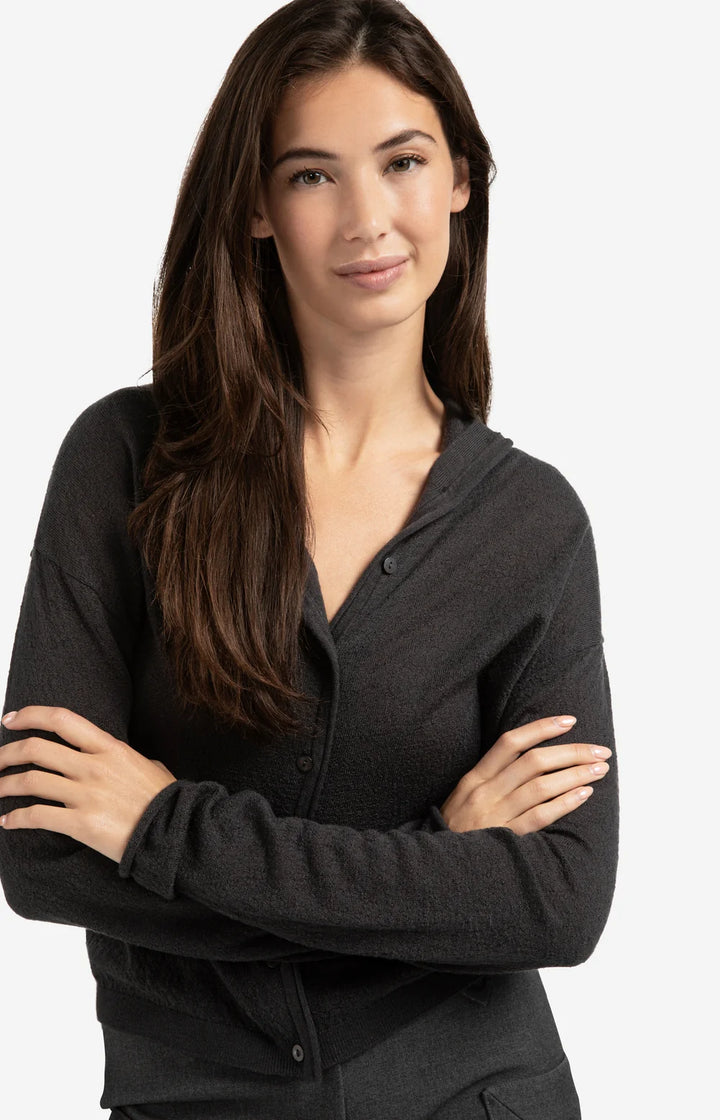 Cardigan boutonné à col montant