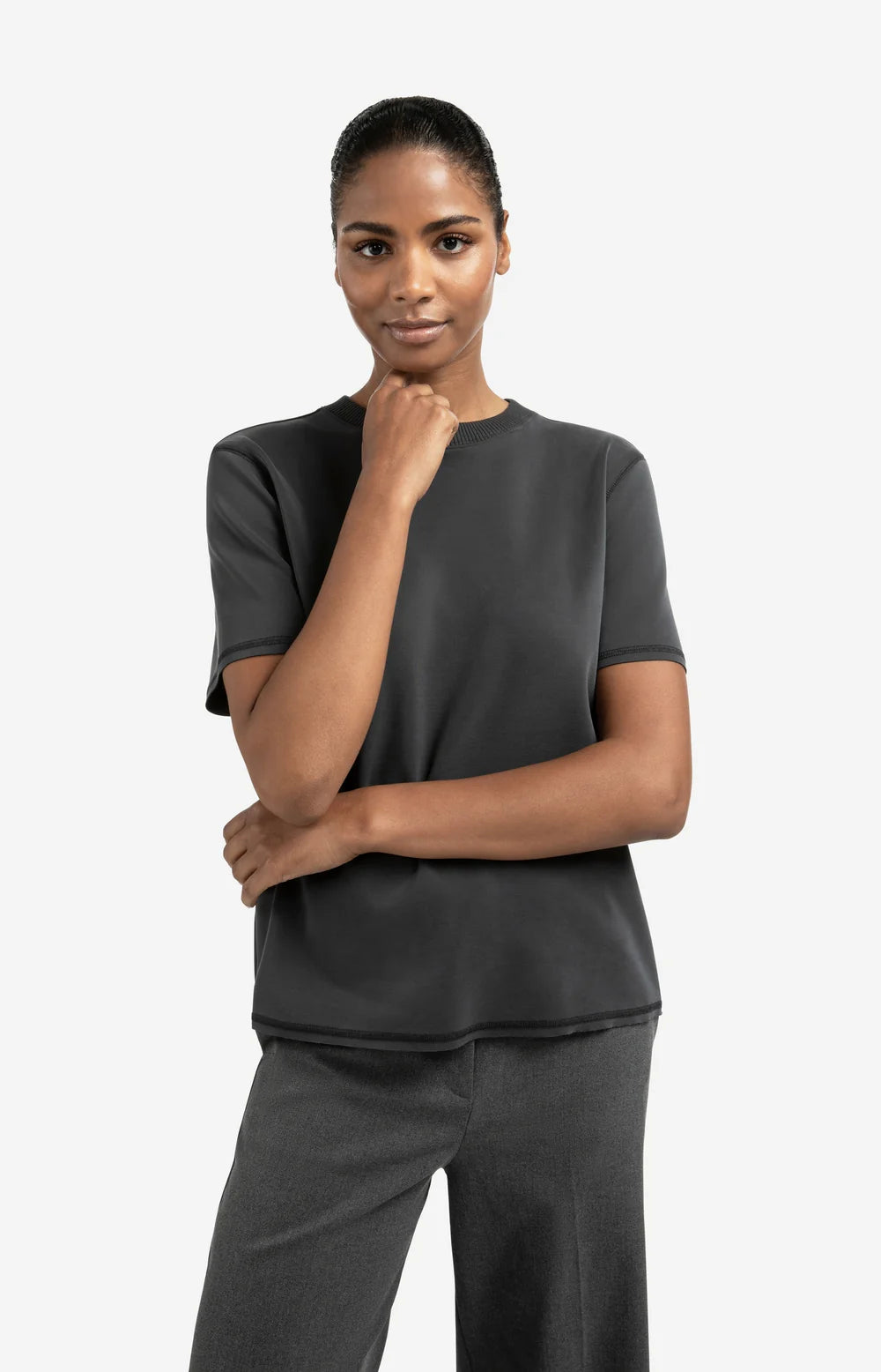 T-shirt à encolure texturée