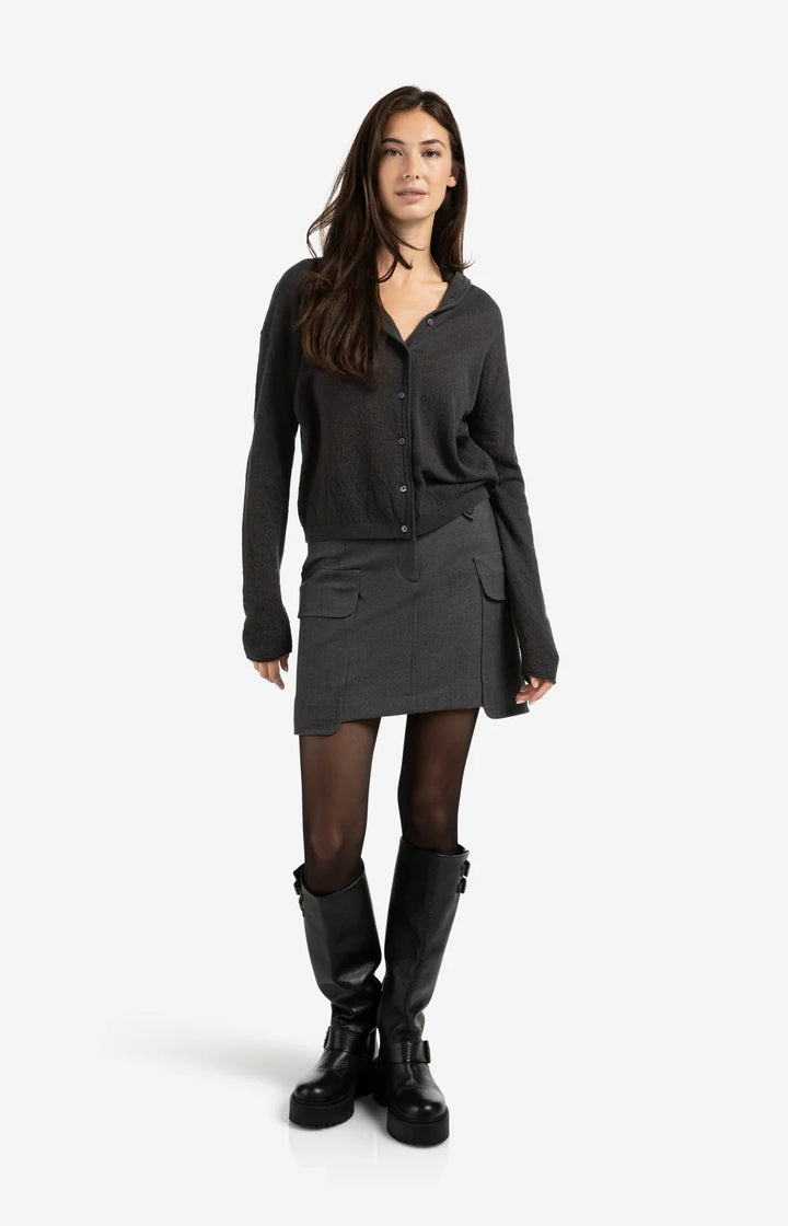 Cardigan boutonné à col montant