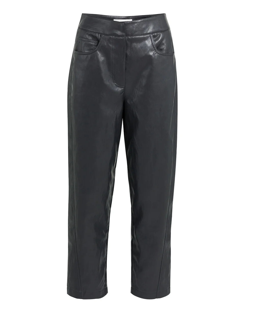 Pantalon en simili cuir avec détails de coutures - Taille mi-haute