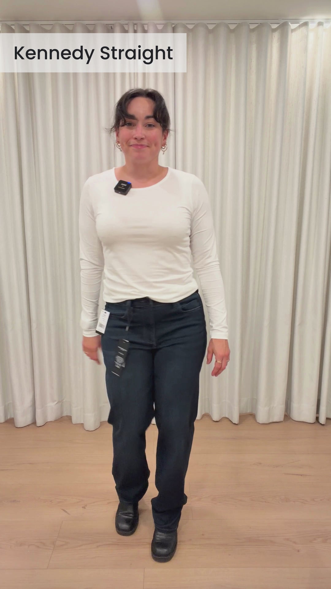 Jeans à jambe droite Kennedy - À taille mi-haute et mélange de coton