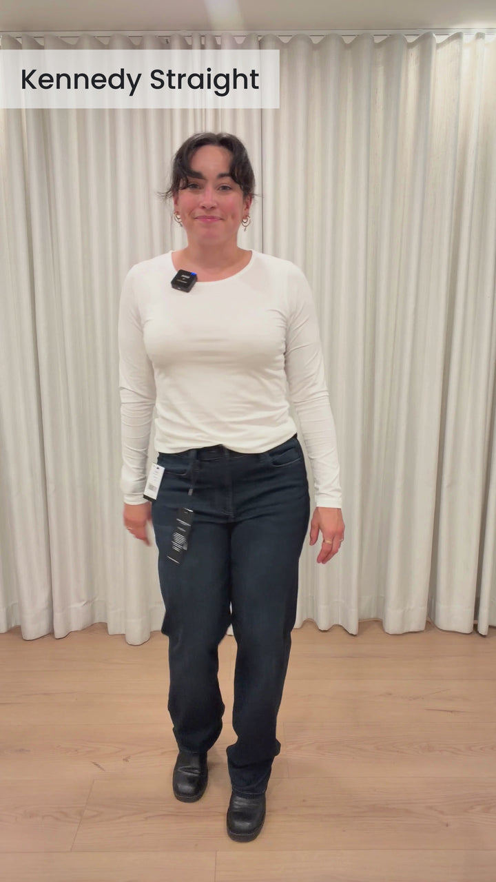 Jeans à jambe droite Kennedy - À taille mi-haute et mélange de coton