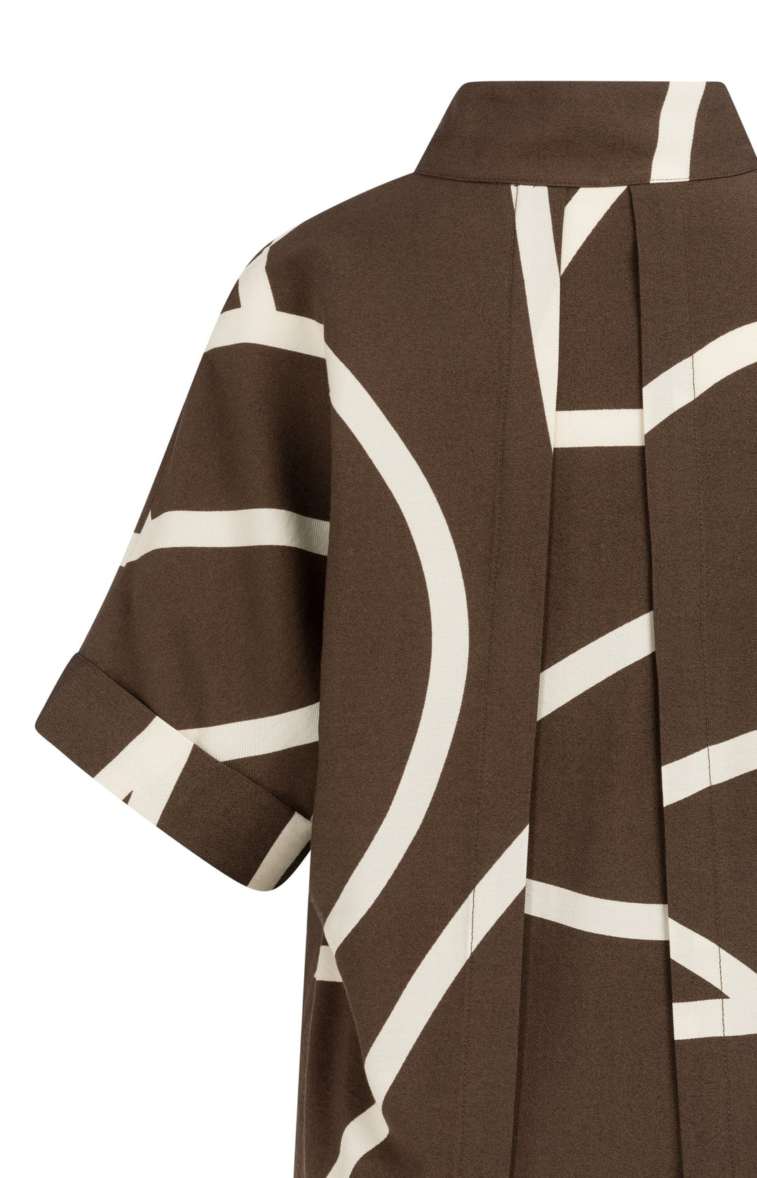 Robe mi-longue imprimée à coupe ample - Avec col polo en V et revers aux manches