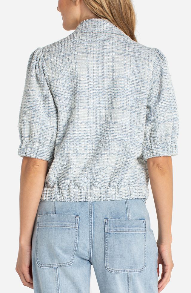 Veste à carreaux boutonnée à l'avant - Manches bouffantes