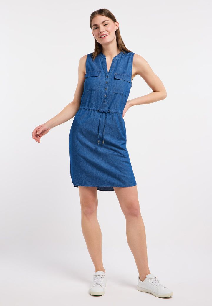 Robe sans manche en denim Roissin - Décontractée à cordon de serrage