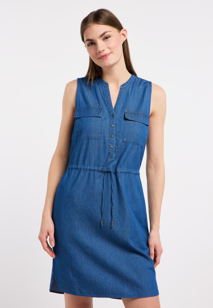 Robe sans manche en denim Roissin - Décontractée à cordon de serrage