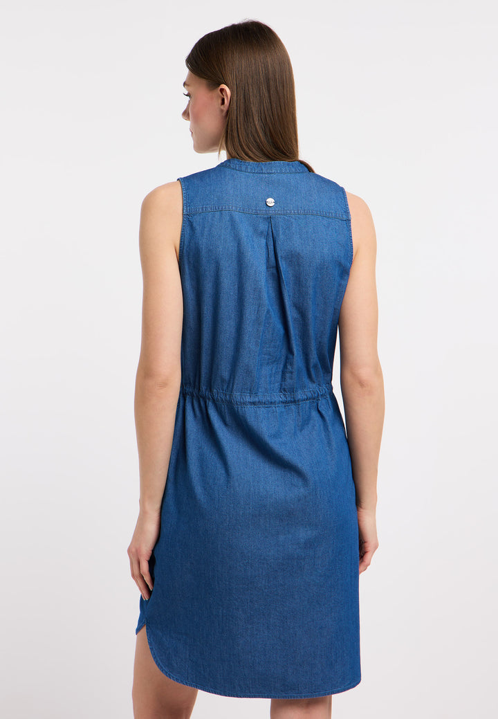 Robe sans manche en denim Roissin - Décontractée à cordon de serrage