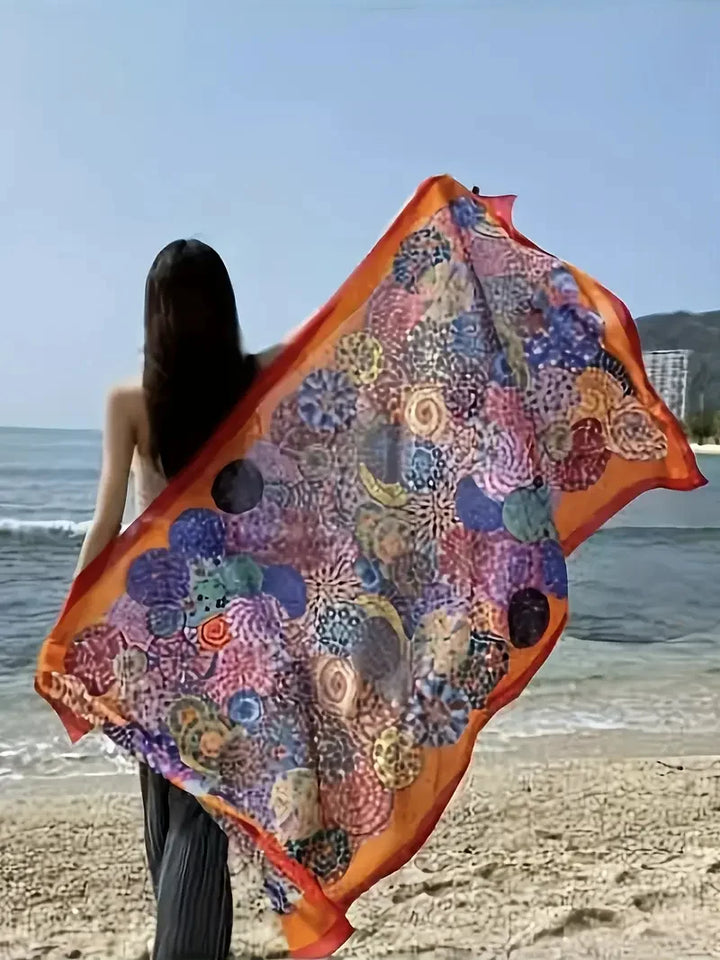 Foulard imprimé en soie au toucher soyeux