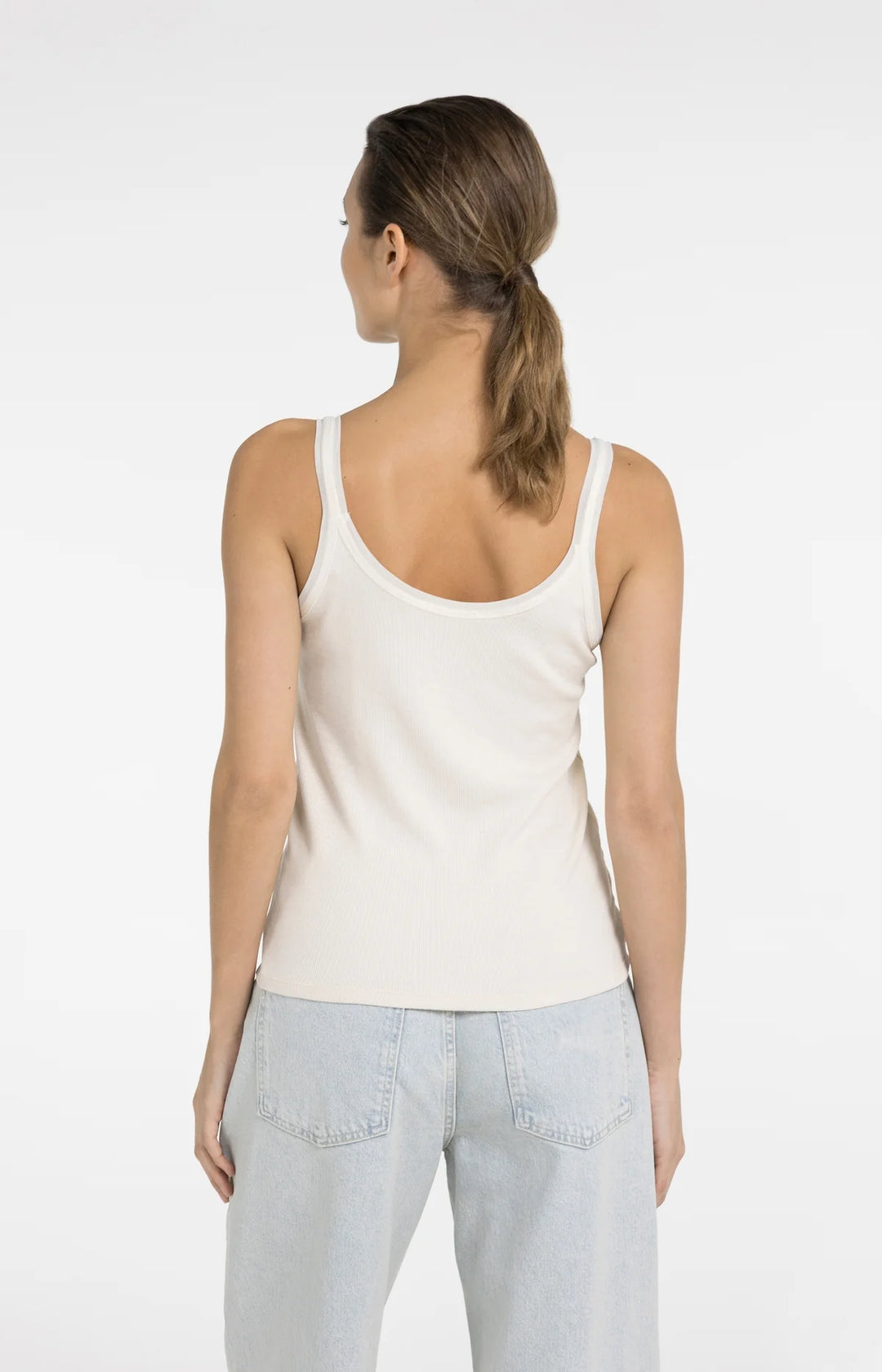 Haut sans manches - Avec bordures en maille filet transparente et coupe ajustée