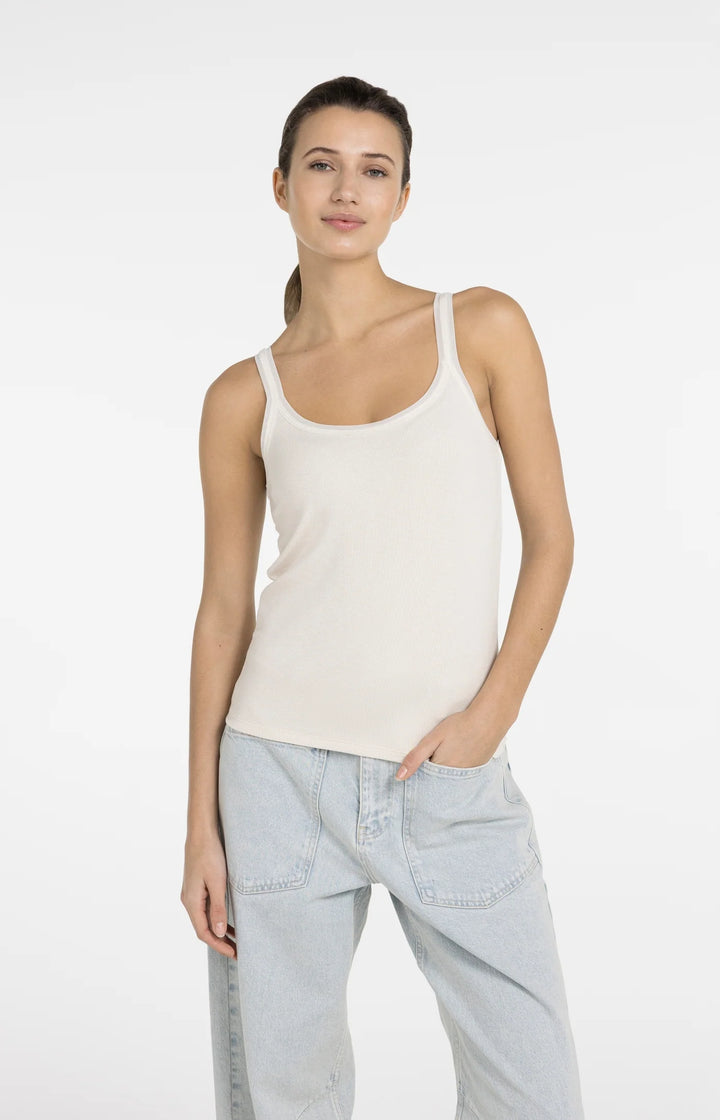Haut sans manches - Avec bordures en maille filet transparente et coupe ajustée