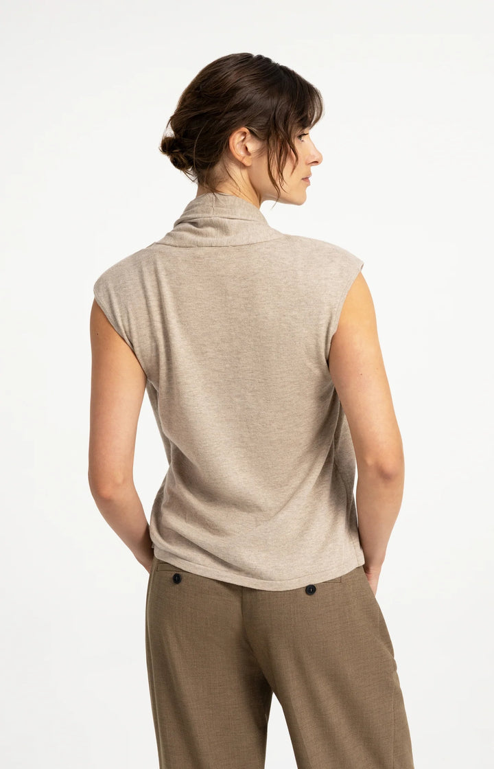 Cardigan sans manches double épaisseur - Mélange de coton