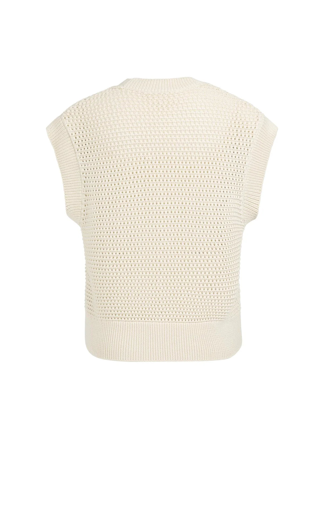 Cardigan sans manches en maille filet texturée - Avec fermeture éclair et col en V