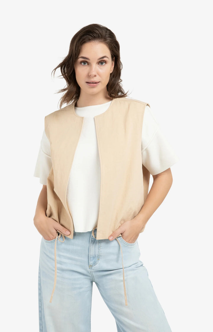 Gilet sans manches coupe ample – veste structurée doublée coton
