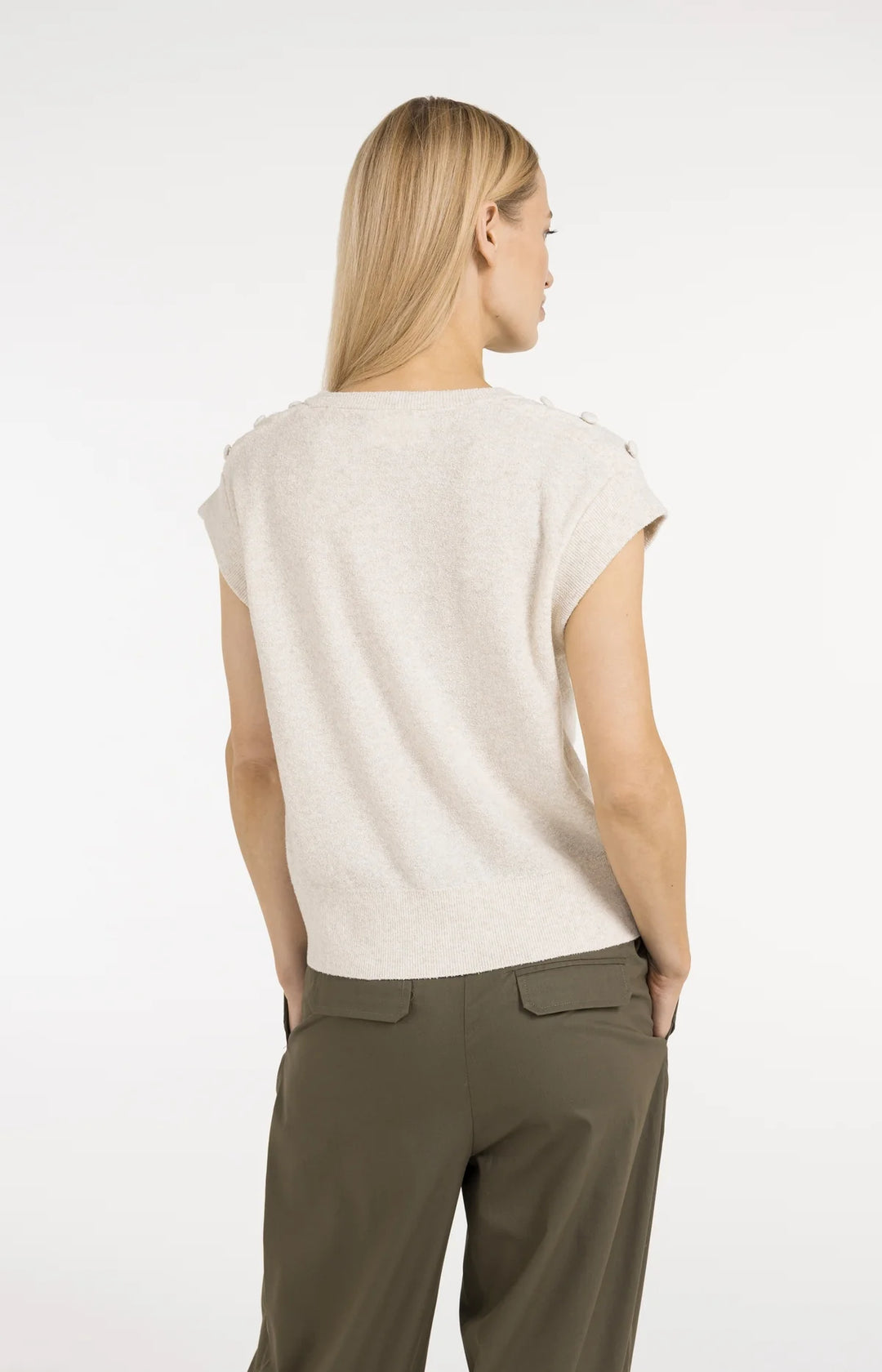 Gilet en tricot de coton mélangé - Avec boutons aux épaules