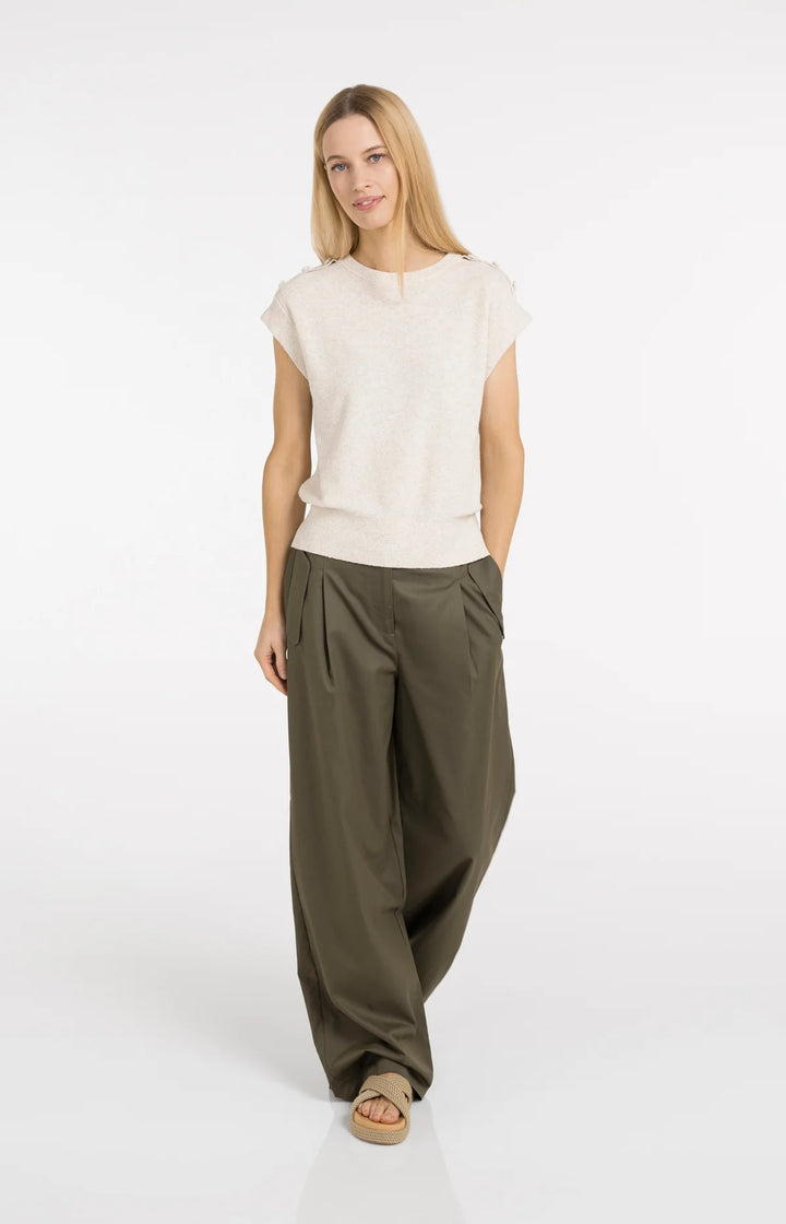 Gilet en tricot de coton mélangé - Avec boutons aux épaules