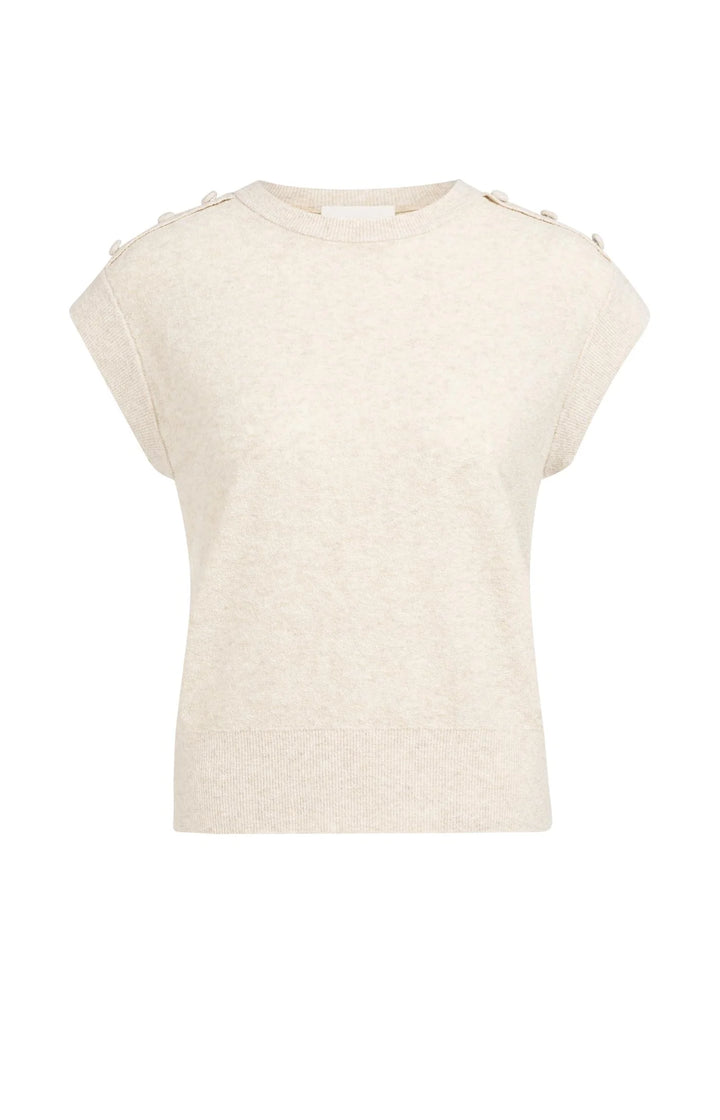 Gilet en tricot de coton mélangé - Avec boutons aux épaules