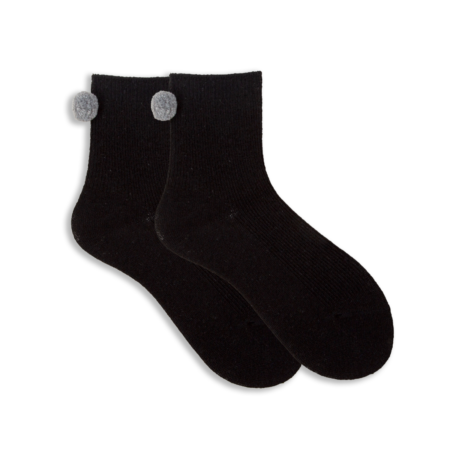 Chaussettes mi‑mollet à pompon