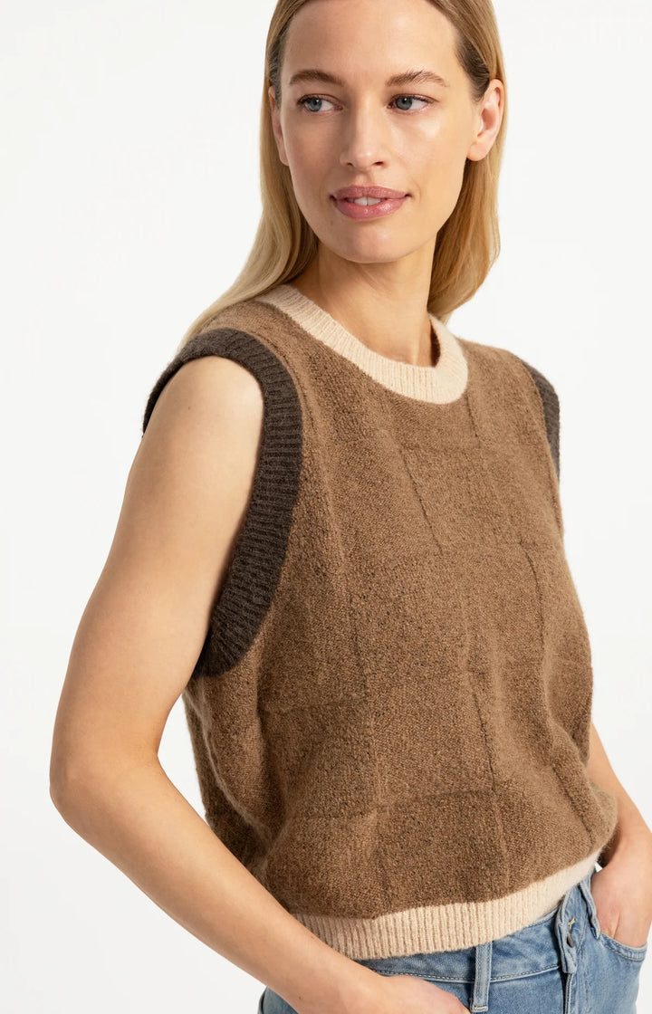Débardeur en maille texturée à carreaux - Sans manches