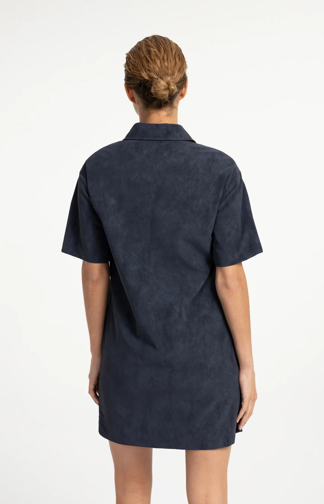 Robe chemise en suédine à manches courtes - Décontractée au toucher velouté