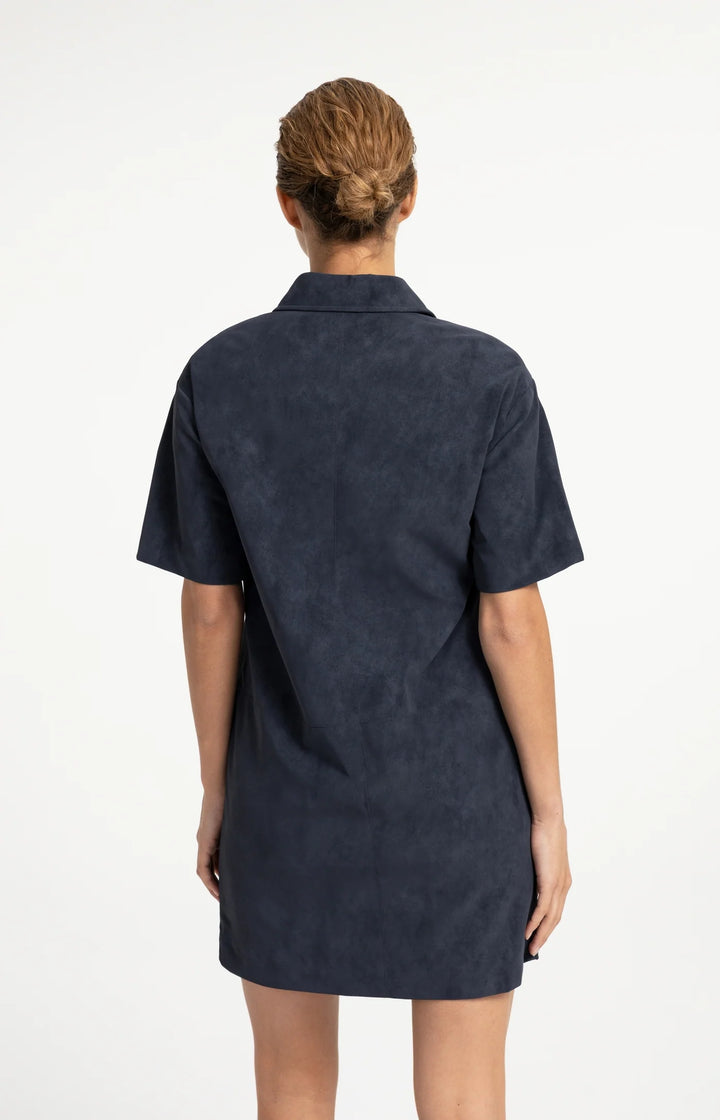 Robe chemise en suédine à manches courtes - Décontractée au toucher velouté