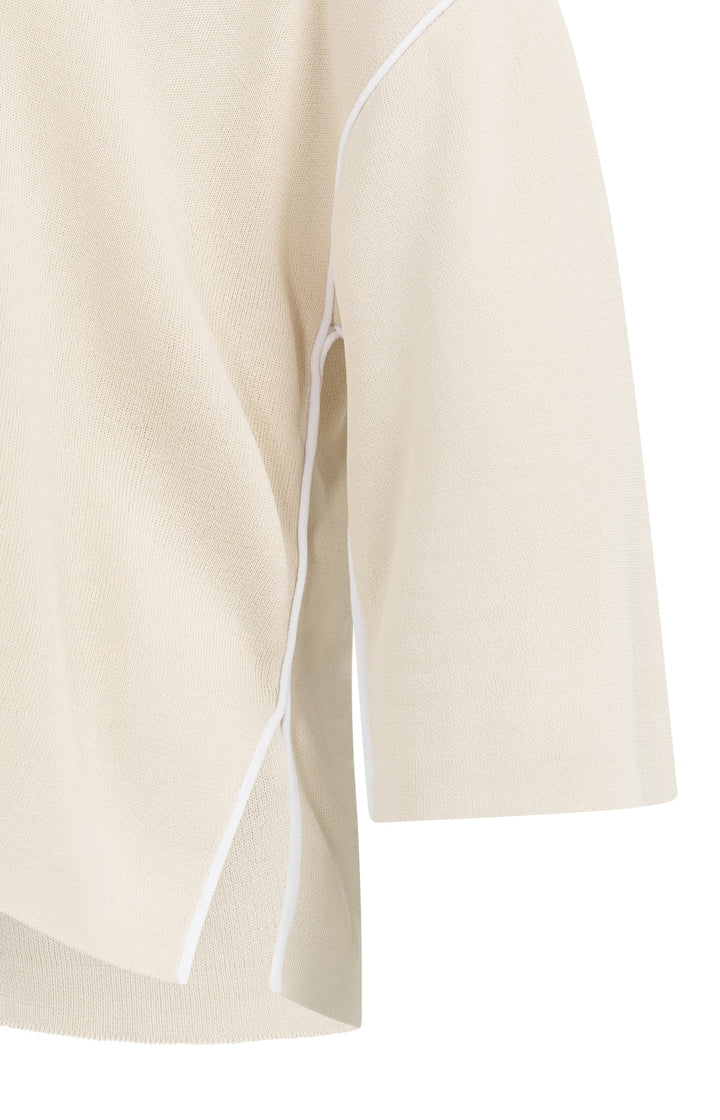 Pull col rond en tricot à coutures contrastées - Coupe décontractée et fluide