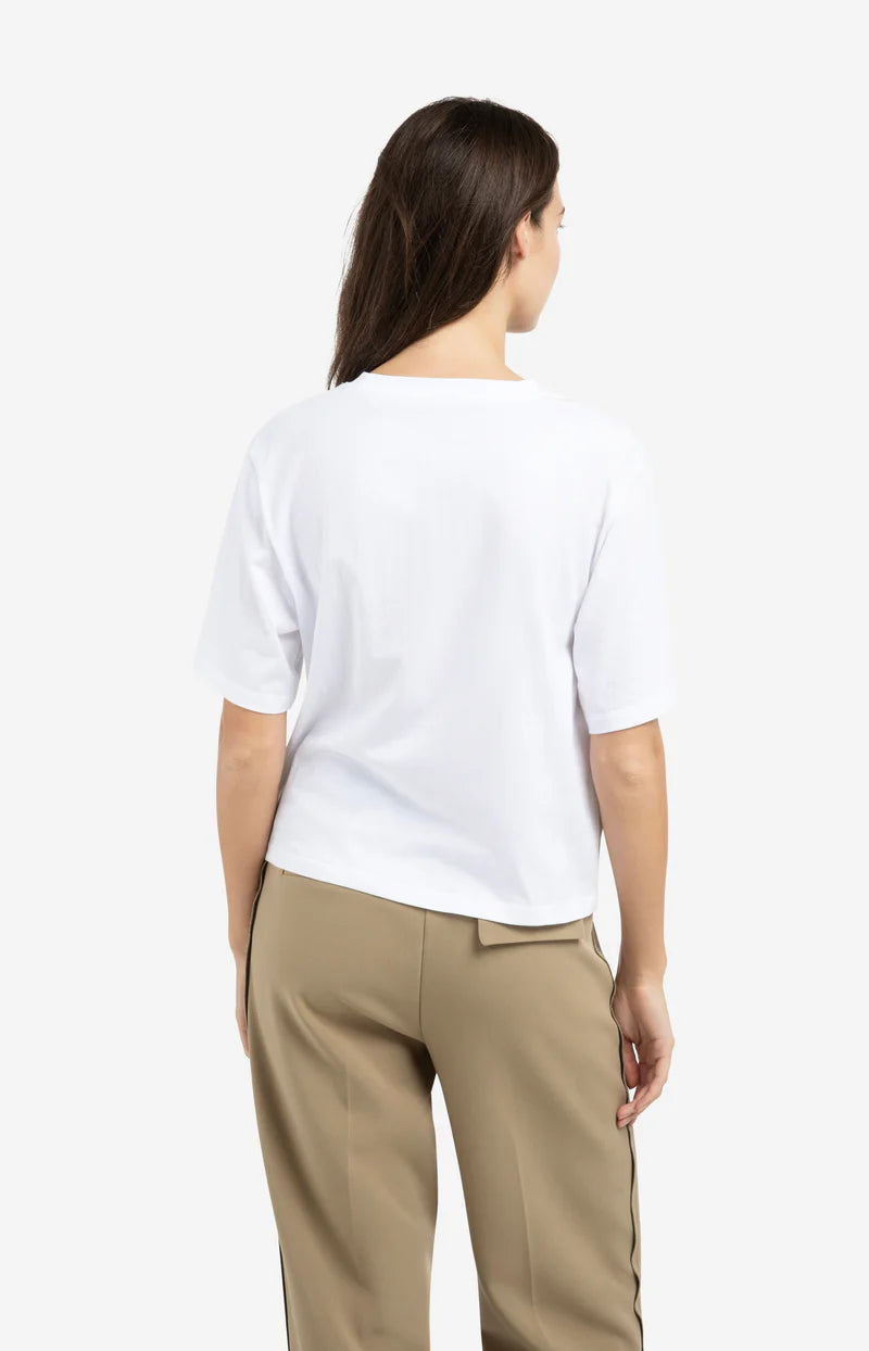 T-shirt en coton à imprimé velouté – Coupe ample manches larges