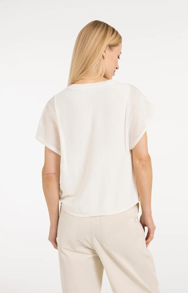 Haut à tricot fin - Avec manches courtes transparentes et col rond
