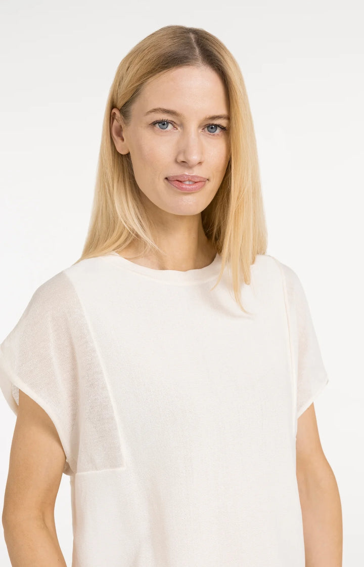 Haut à tricot fin - Avec manches courtes transparentes et col rond