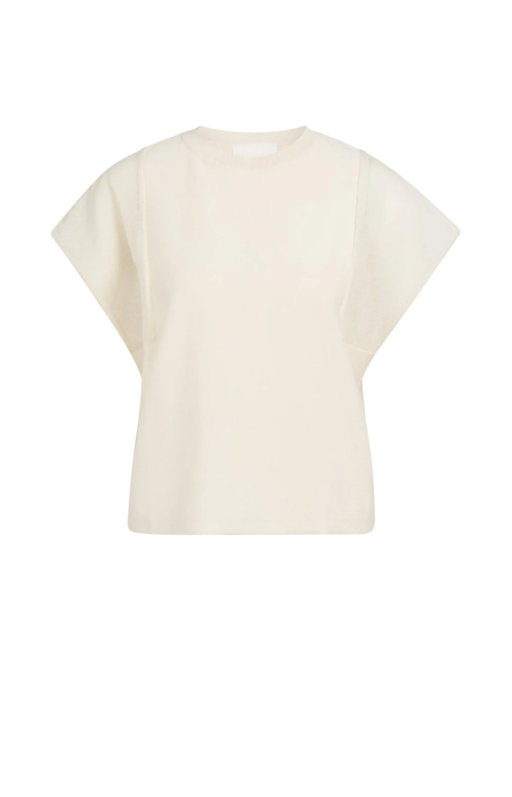 Haut à tricot fin - Avec manches courtes transparentes et col rond