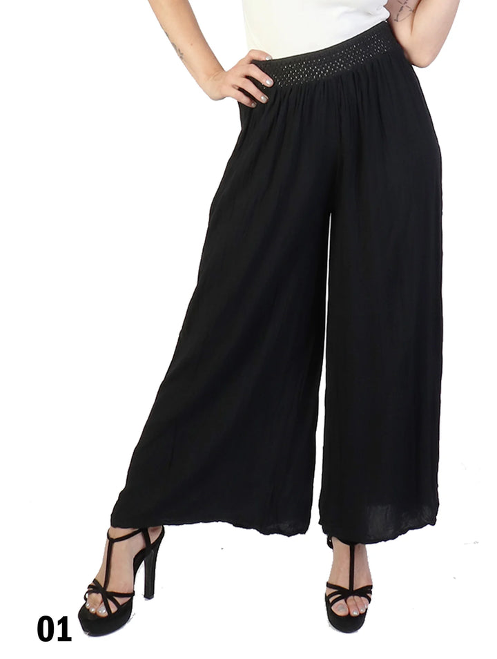 Pantalon ample uni pleine longueur – Fluide et polyvalent