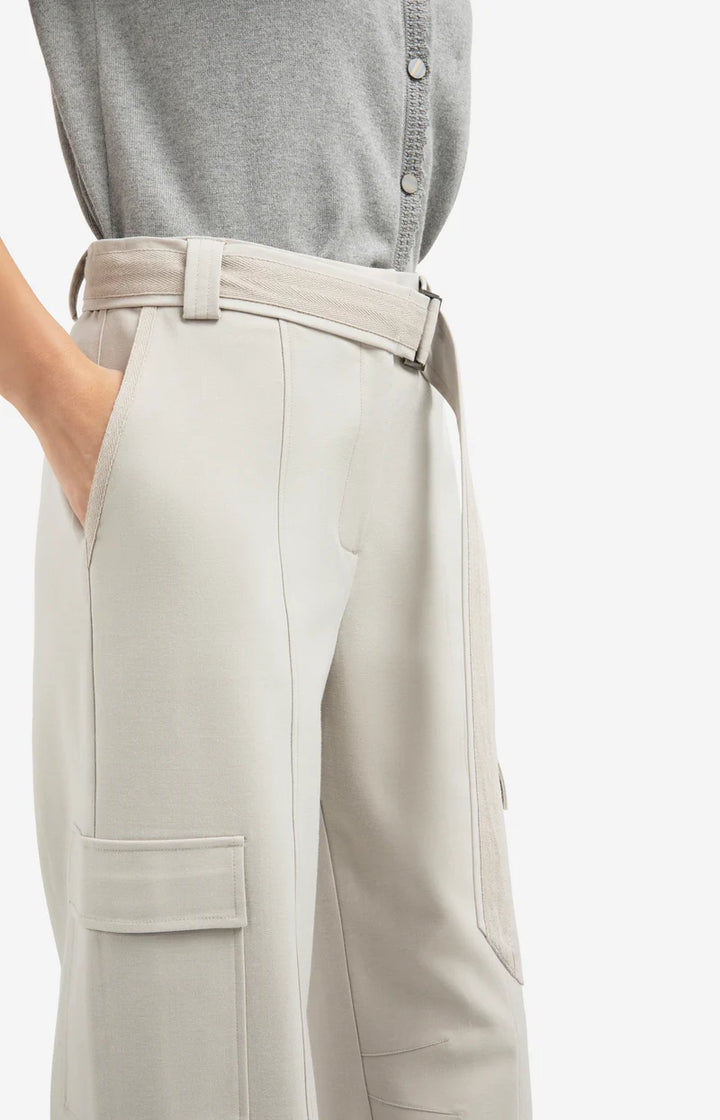 Pantalon cargo taille haute – Jambe large avec ceinture assortie