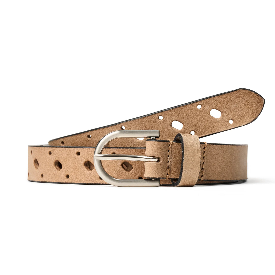 Ceinture en cuir perforée Rosie - À boucle arrondie argentée