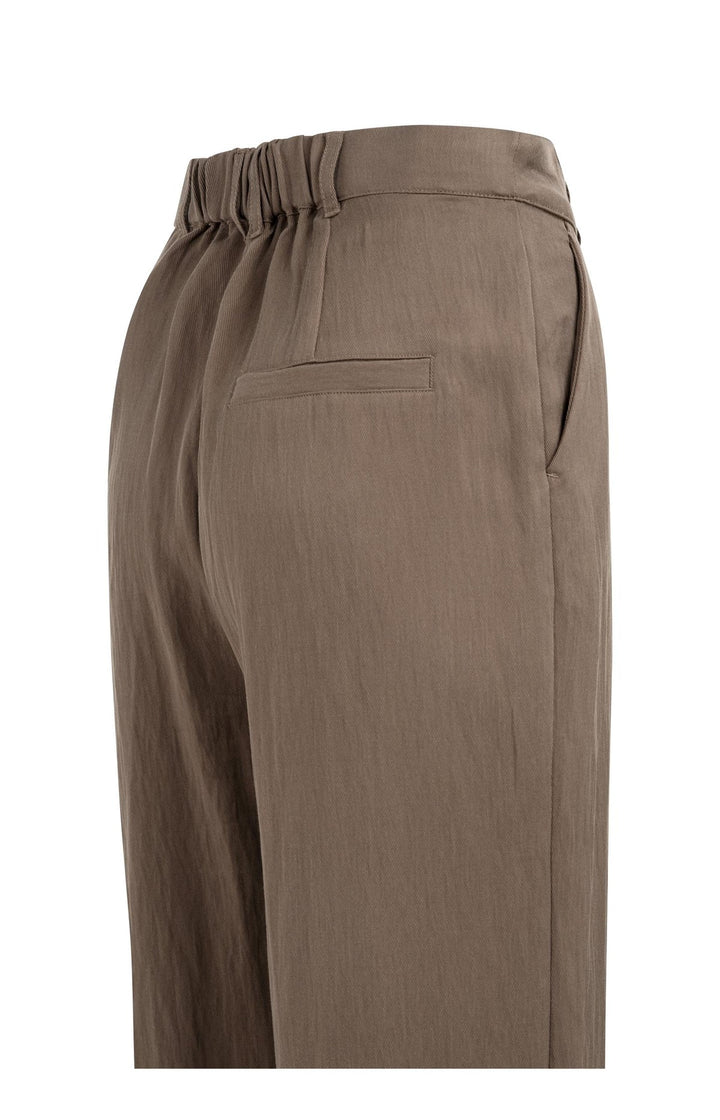 Pantalon fluide à jambes larges - Avec plis et ceinture élastique au dos