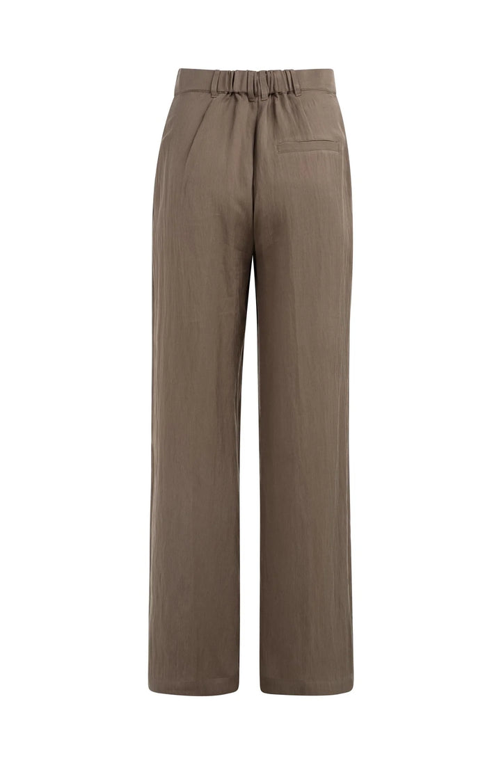 Pantalon fluide à jambes larges - Avec plis et ceinture élastique au dos