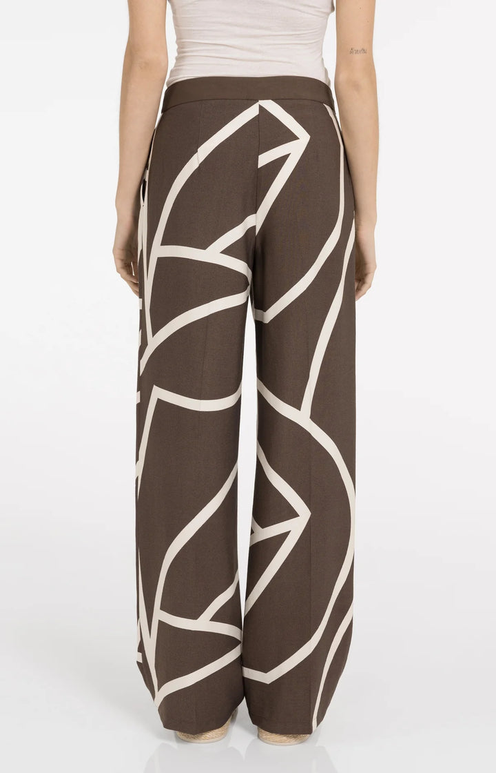 Pantalon fluide imprimé à jambes larges - Avec taille haute et look graphique