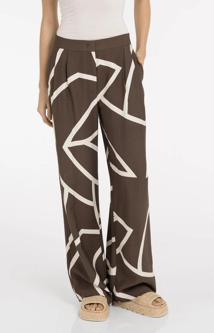 Pantalon fluide imprimé à jambes larges - Avec taille haute et look graphique