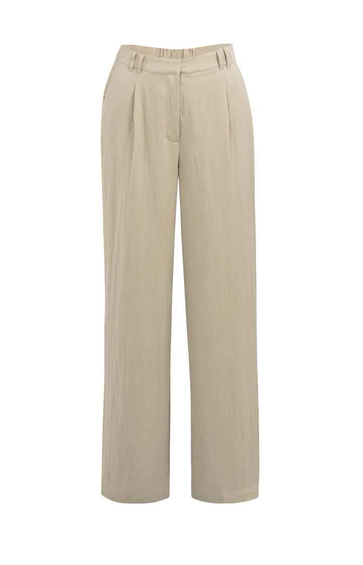 Pantalon fluide à jambes larges - Avec plis et ceinture élastique au dos