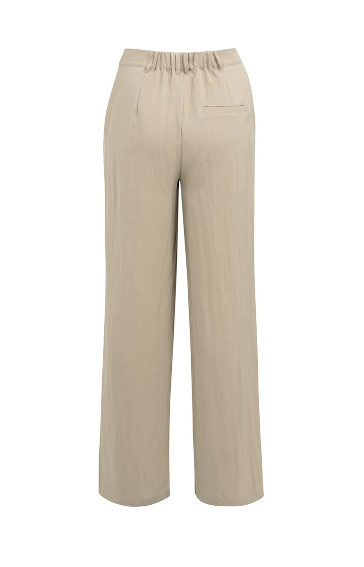 Pantalon fluide à jambes larges - Avec plis et ceinture élastique au dos