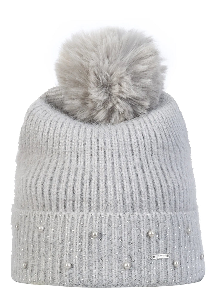 Tuque en lainage côtelée à détails brillants