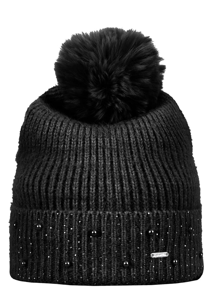 Tuque en lainage côtelée à détails brillants