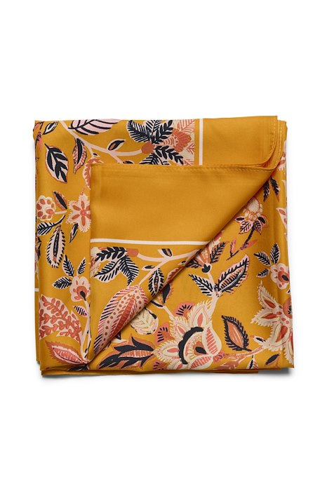 Foulard soyeux carré à motif floral